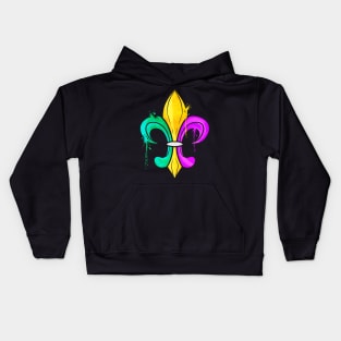 Green, Golden and Purple Fleur De Lis Kids Hoodie